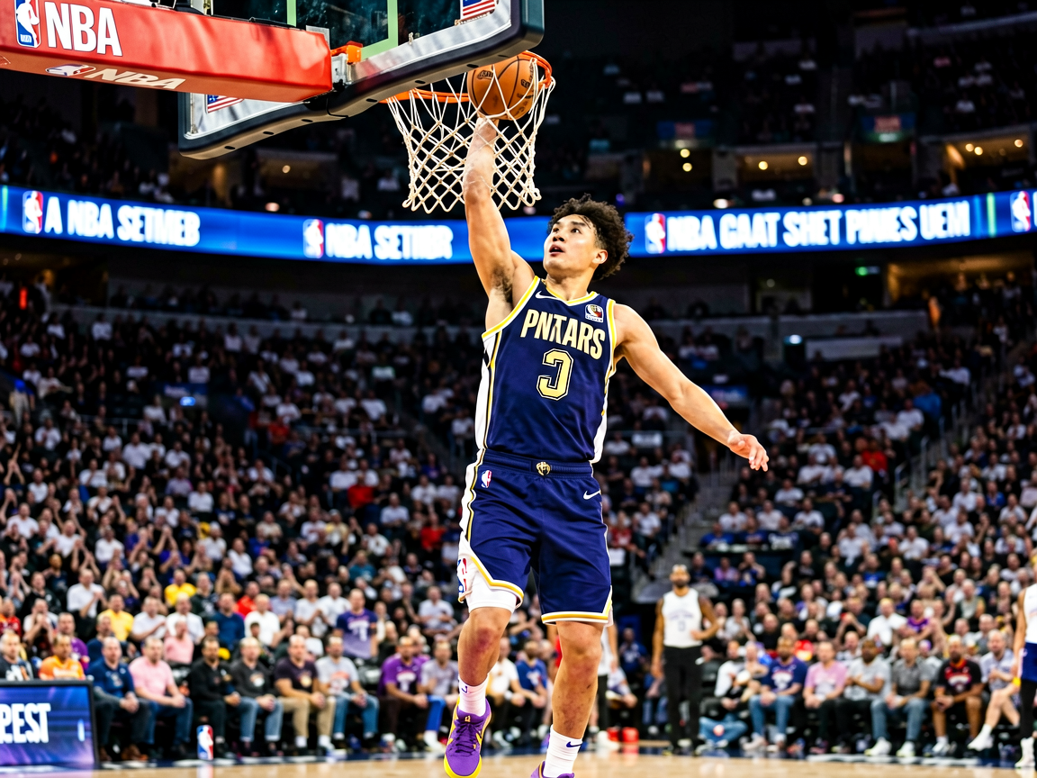 NBA篮球比赛中球员扣篮瞬间